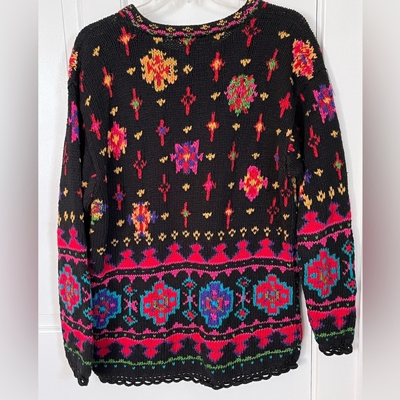 Casual Corner Limited Edition Vintage Hand Knit Allover Embroidered Sweater M - Picture 6 of 12